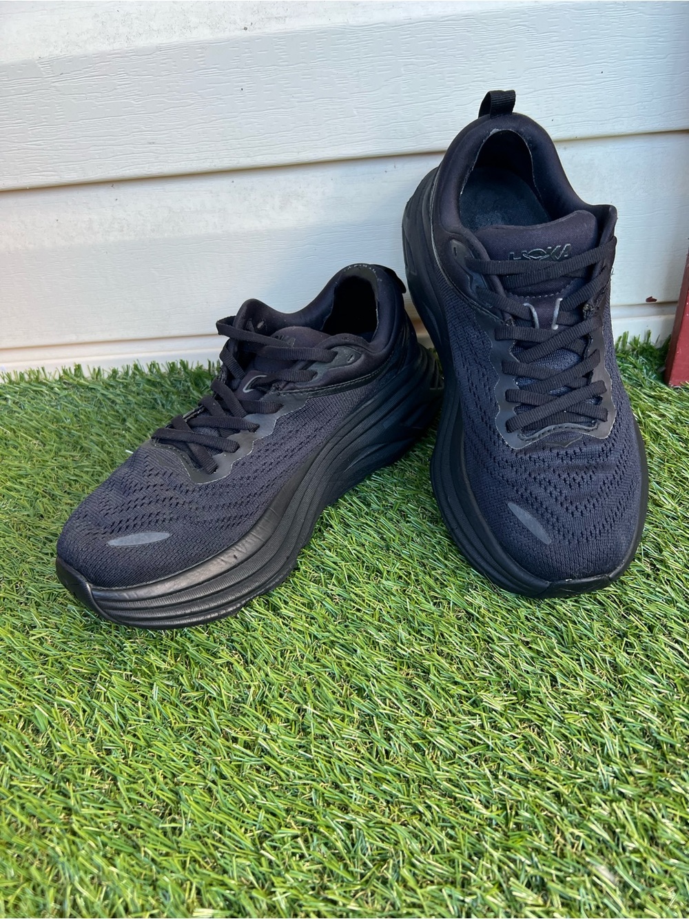 Hoka Women's Bondi 8 Running Shoes in All Black (BBLC).